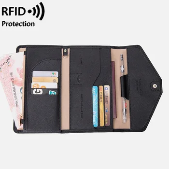 Мужской кошелек из искусственной кожи, держатель для кредитных карт, RFID блокирующий карман на молнии, мужская сумка на молнии с несколькими картами, женский кошелек
