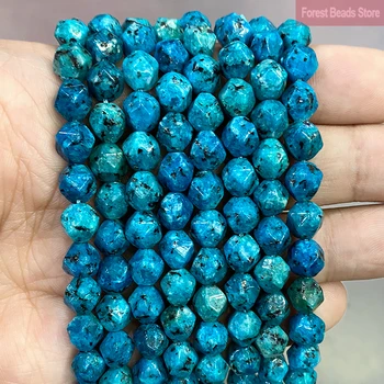 Натуральный граненый синий точечный камень, разделительные бусины ручной работы для изготовления ювелирных изделий, модные браслеты 