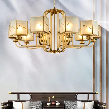Новая люстра в китайском стиле, медные лампы для гостиной, Современный минимализм в китайском стиле, люстра для спальни, столовой