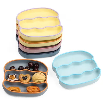 Новая Пищевая детская светодиодная тарелка для Отлучения от груди, Двухцветная, Для детей, которые едят Гамбургеры, Всасывающая Тарелка для посуды