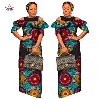 Новые Африканские Платья из бинтаревого воска для Женщин, Сексуальное Длинное Платье на подкладке и Платок с Африканским Принтом, Восковая Женская Одежда XS-6XL WY1742
