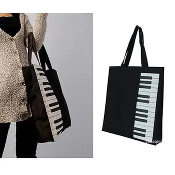 Новые модные черные Клавиши пианино Музыкальная сумка-тоут, сумка для покупок, сумочка