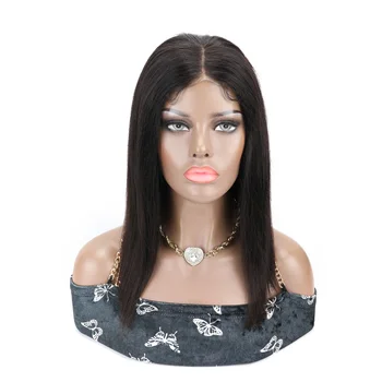 Носи и пользуйся Бесклеевым париком из человеческих волос, Малазийский прямой короткий боб 4x4, Кружевные передние предварительно выщипанные прямые парики для женщин, готовые к использованию