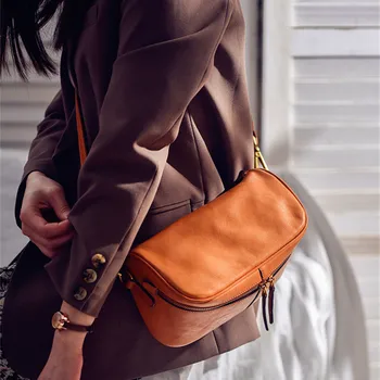 Органайзер дизайнерская женская сумка-седло из натуральной кожи, модная повседневная уличная сумка из натуральной воловьей кожи, женская сумка через плечо