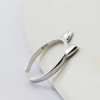 Открытые кольца с Кошкой из Стерлингового Серебра 925 Пробы Для Женщин, Гипоаллергенная Модная Одежда для Девочек-серебро-ювелирные изделия