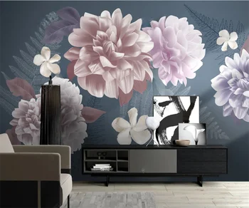 Пользовательские Обои Фрески для гостиной Домашний декор 3D рельеф Рисованные растения и цветы Фреска papel de parede