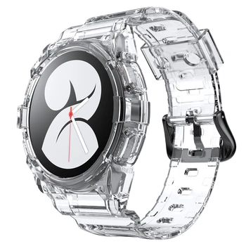 Прозрачный Ремешок + чехол для Samsung Galaxy Watch 5 4 40 мм 44 мм Силиконовый спортивный ремешок Прозрачный мягкий браслет Ремешки для часов Аксессуары