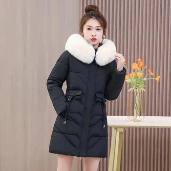 Пуховая хлопковая куртка, женская осенне-зимняя модная тонкая универсальная стеганая куртка, женские длинные парки с капюшоном большого размера 2023