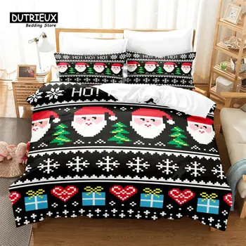 Рождественский комплект постельного белья, Набор рождественских пододеяльников Pixel, мягкий удобный дышащий пододеяльник, для оформления спальни, гостевой комнаты
