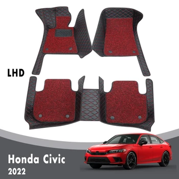 Роскошная Двухслойная Проволочная петля Для Honda Civic 2022 2023 Автомобильные коврики, ковер, Аксессуары для Авто интерьера, чехлы для ног, водонепроницаемые