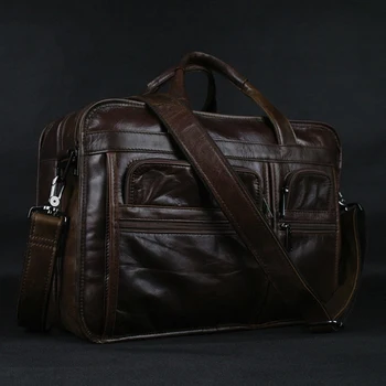 Роскошный Мужской портфель из натуральной кожи, Деловая сумка, Кожаная Офисная 15 