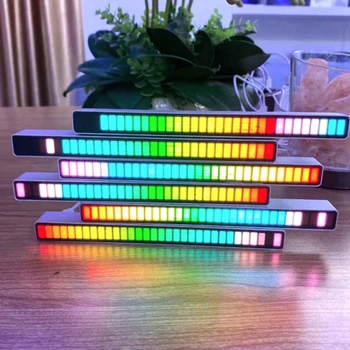 Световая панель с голосовой активацией, 32-Разрядная RGB светодиодная панель, Музыкальная полоса спектра, управление приложением, красочный звукосниматель, окружающий светильник