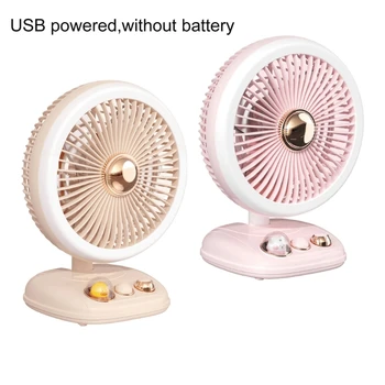 Светодиодная настольная лампа с регулируемой яркостью, работающая от USB, Настольная лампа для чтения, Складной вращающийся вентилятор C1FD