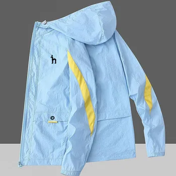 Солнцезащитная куртка с вышитым логотипом Hazzys, мужская Женская летняя ультратонкая свободная дышащая одежда из ледяного шелка с защитой от ультрафиолета