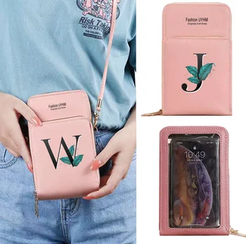 Универсальная сумка для мобильного телефона с рисунком листьев из искусственной кожи с сенсорным экраном, Женская сумка, кошельки, держатель для карт, сумка через плечо
