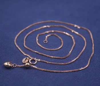 Цепочка из настоящего чистого розового золота 18 Карат, женское ожерелье с регулируемым сердечком 0,9 мм, 1,8-2 г