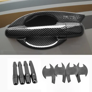 Черные Накладки На Ручки боковой двери автомобиля Из углеродного волокна Для Mitsubishi Triton L200 Strada Fiat Fullback 2015-2020 2017 2018 2019