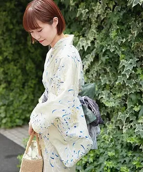 Японское Традиционное Кимоно Юката Женская Официальная одежда Из чистого Хлопка Стрельба Цветок Огонь Путешествия Cos Одежда